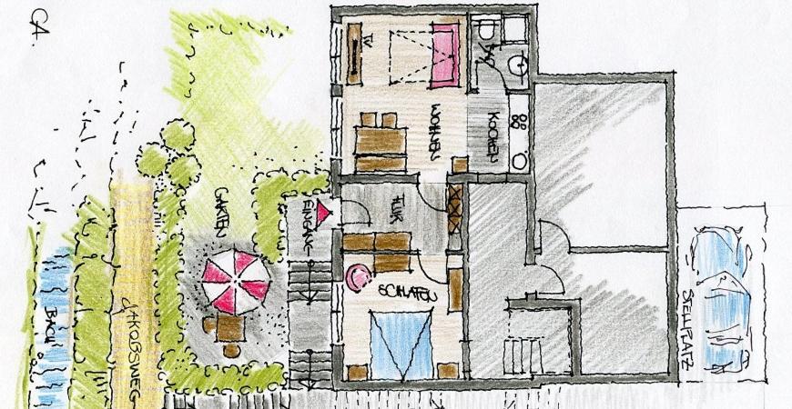Ferienwohnung Am Bach 克罗伊茨林根 外观 照片